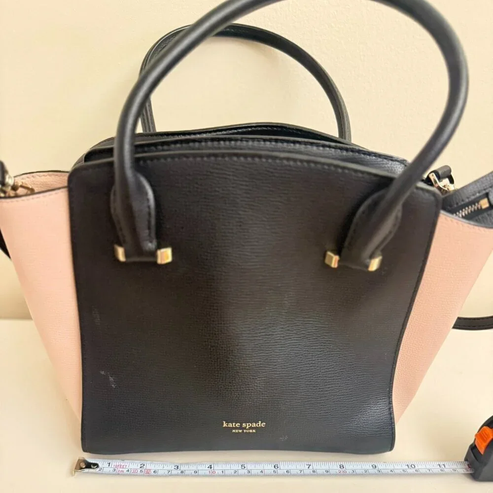 Kate Spade New York Sydney Satchel Crossbody Black Pink Gold Medium Tote